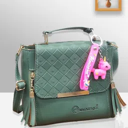 CANDY BAGS Women Textured Crossbody Tasselled Satchel Bag-image-90