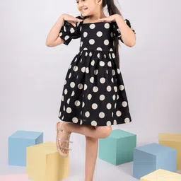 VASTRAMAY Polka Dot Print Puff Sleeve Fit & Flare Dress-picture-38