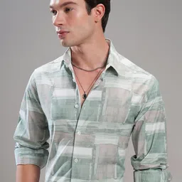 HIGHLANDER Men Comfort Fit Abstract Printed Spread Collar Casual Shirt-image-51