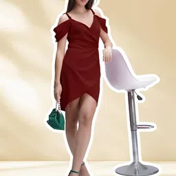 ZELZIS Puff Sleeve Applique Crepe Mini Dress-picture-57