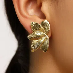 ISHTAARA Stainless Steel Gold Plated Korean Heart Shaped Studs-picture-45