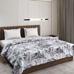 Monte Carlo White & Grey Floral Printed AC Room 290 GSM Double Bed Blanket-image-33