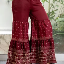 Juniper Women Ethnic Motifs Embroidered Regular Thread Work Top with Sharara & With Dupatta image 4