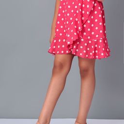 CACA CINA Girls Polka Dotted Printed A-Line Mini Skirts-image-17