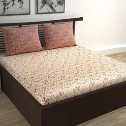 Divine Casa Red Floral Printed Pure Cotton 144 TC King Bedsheet Set 2. 54 m x 2.22 m-image-16