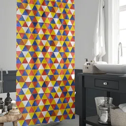 ArtzFolio Yellow & White Printed Waterproof Shower Curtain-image-79
