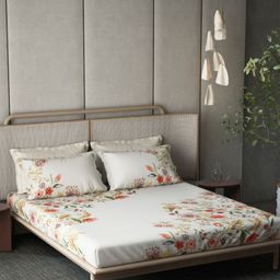 DDecor Orion White & Red Floral Printed Cotton 180 TC King Bedsheet Set-2.74 m x 2.74 m-image-84