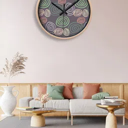 OLIVE TREE Cream-Coloured & Green Printed Contemporary Wall Clock-13