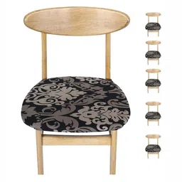 HOUSE OF QUIRK 6 Pieces Black Printed Chair Seat Cover-image-11