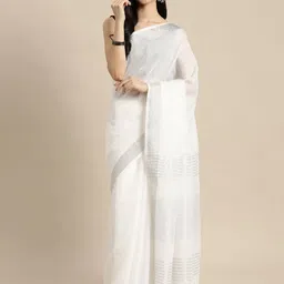 Pandadi Saree Striped Zari Linen Blend Sarees-image-50