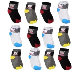Akeeta Kids Pack of 12 Cotton Multicolour Colourblock Socks-picture-9