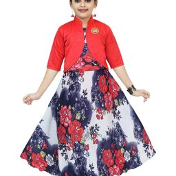 CHANDRIKA Girls Red Viscose Rayon Dresses-image-4
