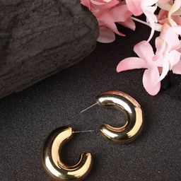 DressBerry Gold-Plated Circular-Shaped Half Hoop Earrings-53