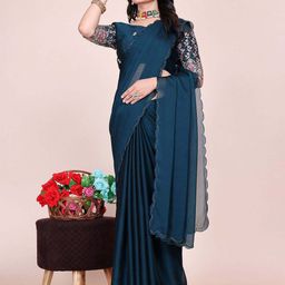 K 5 Fashion Women Beads and Stones Pure Chiffon Maheshwari Saree-image-79