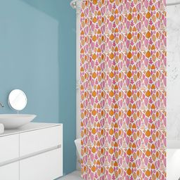 ArtzFolio Pink & White Floral Printed Waterproof Shower Curtain-image-63
