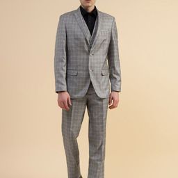 Givo Checked Single-Breasted Three-Piece Formal Suit-picture-23