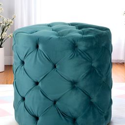 Ikiriya Turquoise Blue Wooden Round Ottomans-image-90