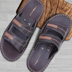 Trekiva Men Brown Synthetic Leather Comfort Sandals-image-40