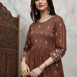 Vishudh Women Ethnic Motifs Embroidered Maxi Dress-image-65