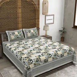CLOTHOLOGY Yellow & Black Ethnic Motifs 180 TC King Bedsheet with 2 Pillow Covers-image-5