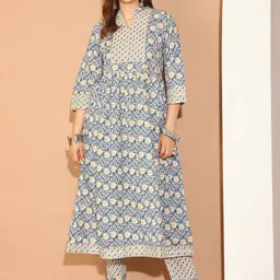 Moms Maternity Women Floral Printed Regular Gotta Patti Kurti with Trousers-14