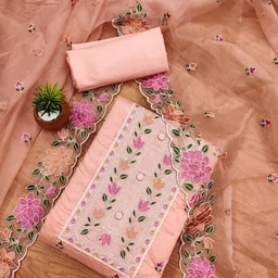 LeeliPeeri Designer Embroidered Art Silk Unstitched Dress Material-image-79