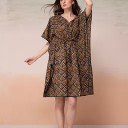Bannos Swagger Printed Pure Cotton Kaftan Nightdress-image-8