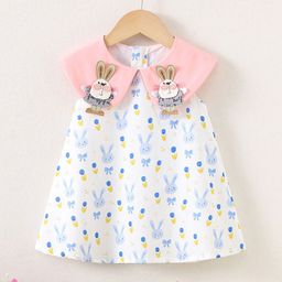 YK Girls Floral Print Peter Pan Collar A-Line Dress-picture-29