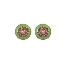 House of Pataudi Men Gold-Plated Stones Studded Cuff Links-image-92