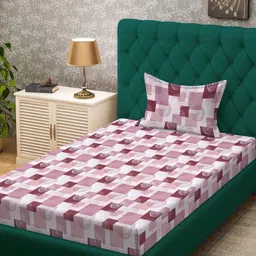 KLOTTHE Pink Geometric Cotton Single Bedsheets-picture-44