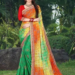 Mitera Bandhani Embroidered Bandhani Saree-image-13