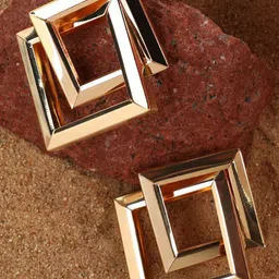 CareDone Gold-Plated Square Shaped Drop Earrings image 5