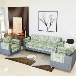 Kuber Industries Green & Red Cotton Sofa Cover With Arms-image-46