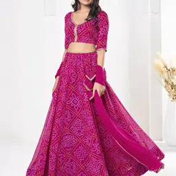 Warthy Ent Printed Semi-Stitched Lehenga & Unstitched Blouse With Dupatta-picture-1