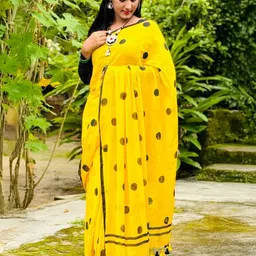 Ruuprekha Polka Dot Printed Pure Cotton Khadi Saree-19