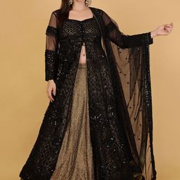 MILU MADAN Floral Embroidered Net Beads & Stones Lehenga With Choli & Dupatta-picture-22