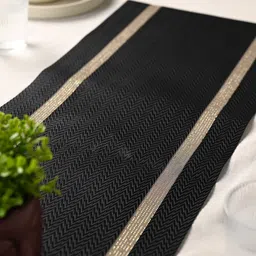 MARKET99 Black & Beige Textured Rectangular Table Runners image 3