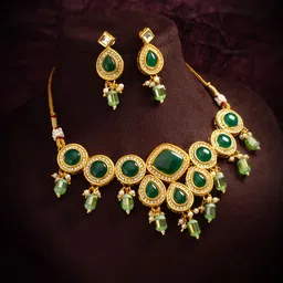 Anouk Gold-Plated Stone-Studded & Beaded Jewellery Set-11