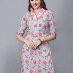 ETRAANA Floral Printed V-Neck Pure Cotton Kurti-picture-33
