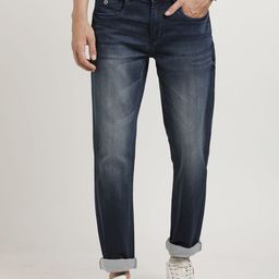 Turtle Men Narrow Tapered Fit Mid-Rise Light Fade Stretchable Jeans-image-36