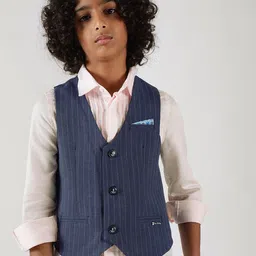 One Friday Boys Slim Fit Sleeveless Striped Waistcoat-image-23