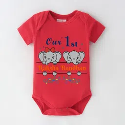 BLUSHES Infants Raksha Bandhan Printed Pure Cotton Bodysuit-39
