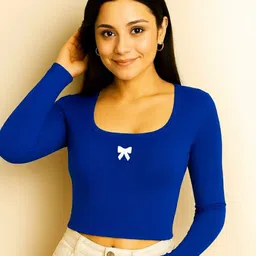 TRENDY ERA Women Ribbed Long Sleeves Fitted Crop Top-picture-1
