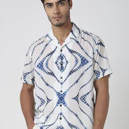 Mufti Men Cuban Collar Abstract Printed Relaxed Fit Casual Shirt-image-15