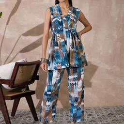 all about you Printed V-Neck Tunic With Trousers Co-Ords-picture-18