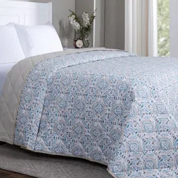 MASPAR Rust & Blue Ethnic Motifs Printed Cotton Summer AC Room 110 GSM Single Bed Quilt-16