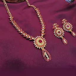 VATSALYA creation Gold-Plated Artificial Stone Studded Jewellery Set-image-55