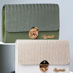 BANDICOOT Set OF 2 PU Structured Sling Bag with Cut Work-14