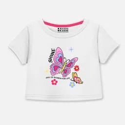 HERE&NOW Girls Round Neck Crop Top With Jogger image 2