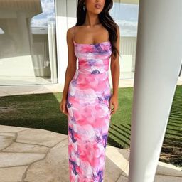 StyleCast Floral Printed Shoulder Straps Maxi Dress-image-37
